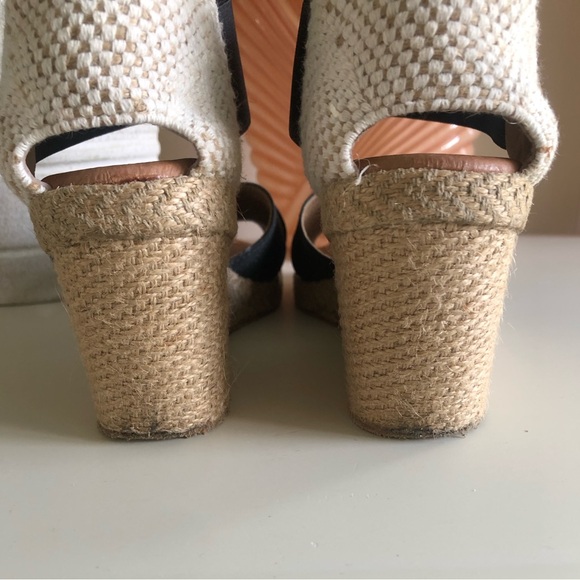 Andre Assous Espadrille Wedge Sandal Black Stretch Straps Leather Spain Size 7 - Picture 13 of 16